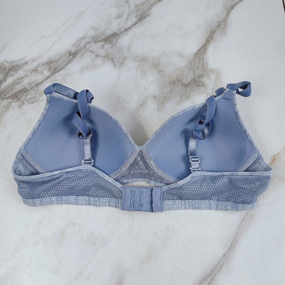 Hanes Oh So Light ComfortFlex Wire Free Bra Bralette, Denim Blue Heather, S - Picture 11 of 14
